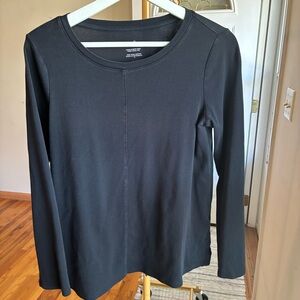 J. Jill Black Long Sleeve Crew Tee with Center Seam